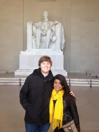 Leanne Bassi and Ben Keller at the Lincoln Memorial